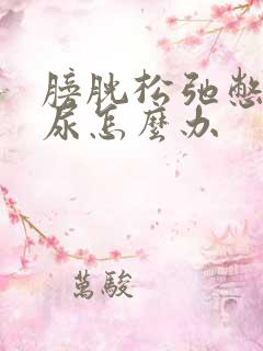 膀胱松弛憋不住尿怎么办