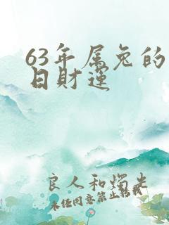63年属兔的今日财运