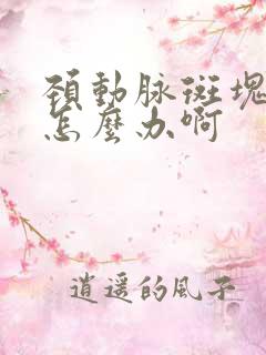 颈动脉斑块脱落怎么办啊