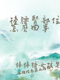 后腰肾部位疼是怎么回事