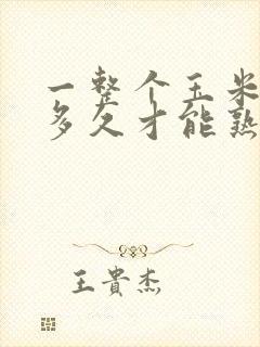 一整个玉米要煮多久才能熟