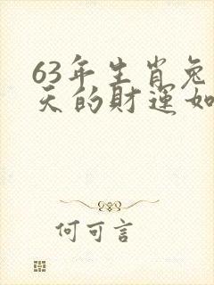 63年生肖兔今天的财运如何