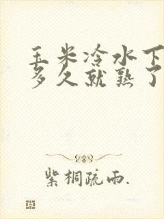 玉米冷水下锅煮多久就熟了