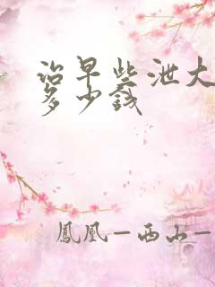 治早些泄大概花多少钱