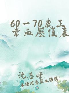 60一70岁正常血压值表格