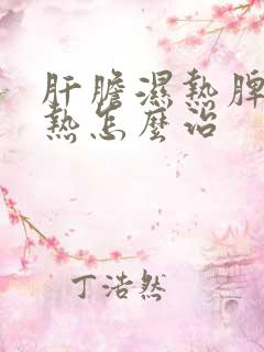 肝胆湿热脾胃湿热怎么治