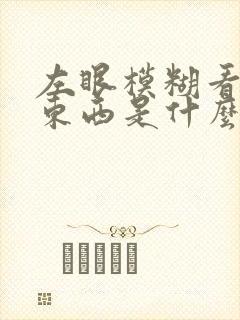 左眼模糊看不清东西是什么原因