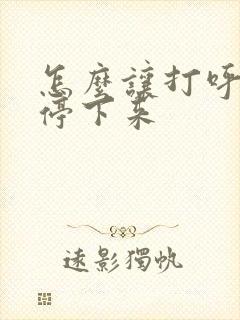 怎么让打呼的人停下来