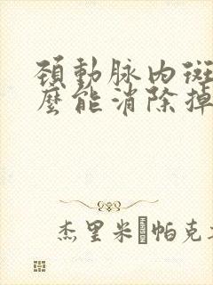 颈动脉内斑块怎么能消除掉