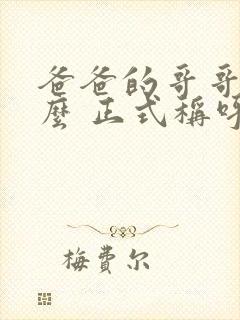 爸爸的哥哥叫什么 正式称呼