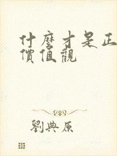 什么才是正确的价值观