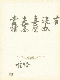 当夫妻没有了感情怎么办