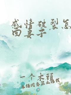 感情破裂怎么挽回妻子