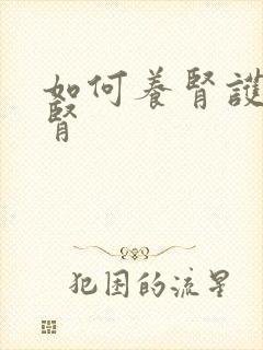 如何养肾护肾补肾