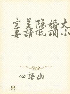 完美隐婚大佬宠妻请低调小说