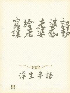 写给老婆认错书让老婆感动哭