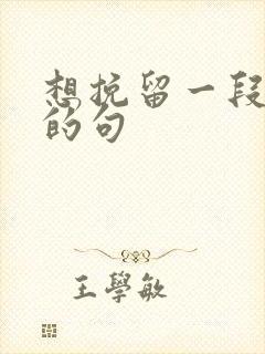 想挽留一段感情的句