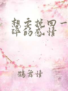 想要挽回一段破碎的感情