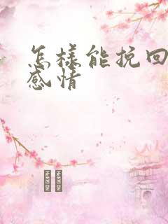 怎样能挽回一段感情