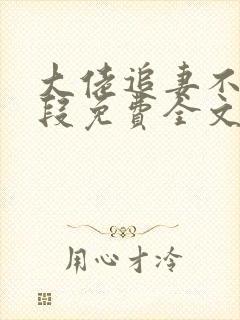 大佬追妻不择手段免费全文阅读