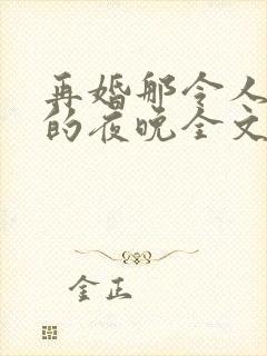 再婚那令人难忘的夜晚全文阅读免费