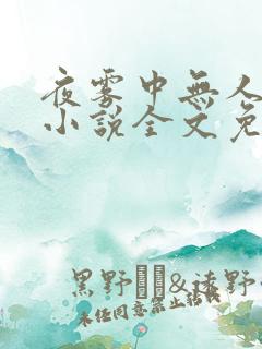 夜雾中无人爱我小说全文免费