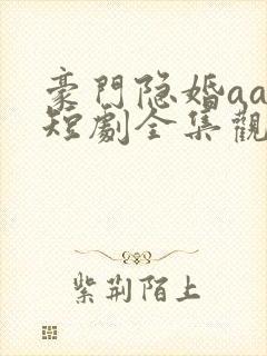 豪门隐婚aa制短剧全集观看