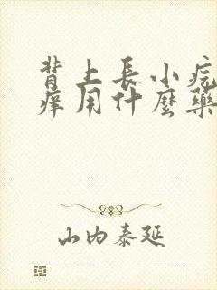 背上长小疙瘩很痒用什么药