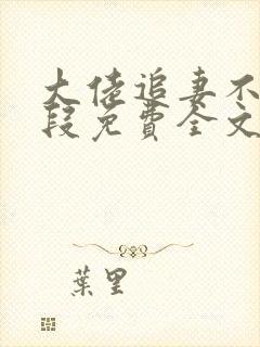 大佬追妻不择手段免费全文下载