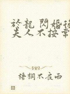 于龙 闪婚后,夫人不按常理出牌