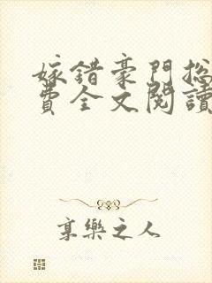 嫁错豪门总裁免费全文阅读