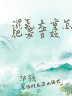 湿气太重怎么减肥最有效