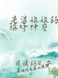 老婆姐姐的老公称呼什么