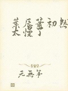 叶辰萧初然更新太慢了