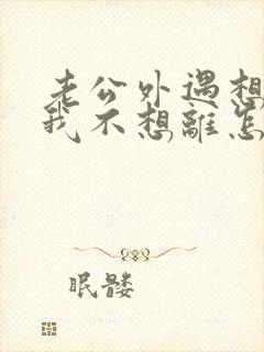 老公外遇想离婚我不想离怎么办