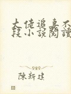 大佬追妻不择手段小说阅读无弹窗