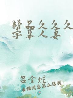 精品久久久中文字幕人妻