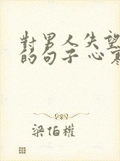 对男人失望透顶的句子 心寒的句子