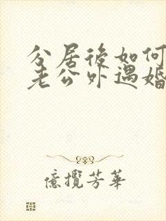 分居后如何挽回老公外遇婚姻