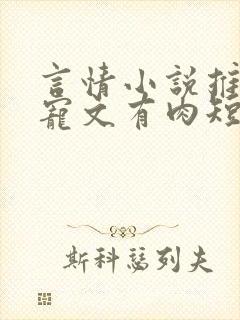 言情小说推荐甜宠文有肉短篇高质量