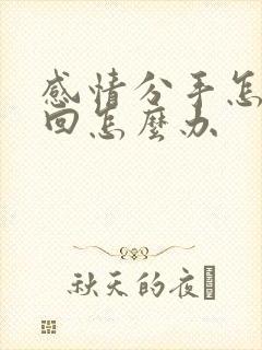 感情分手怎么挽回怎么办