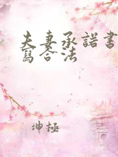 夫妻承诺书怎么写合法