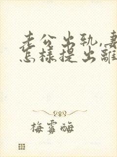 老公出轨,妻子怎样提出离婚