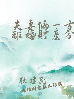 夫妻俩一方出轨离婚财产分割