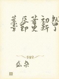 叶辰萧初然最新章节更新了吗