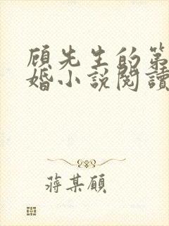 顾先生的第一宠婚小说阅读