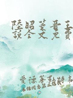 陆昭菱晋王的小说全文免费阅读