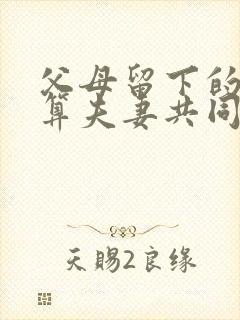 父母留下的遗产算夫妻共同财产吗