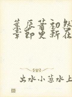 叶辰萧初然最新章节更新在线阅读