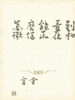 怎么能看到对方微信正在和谁聊天